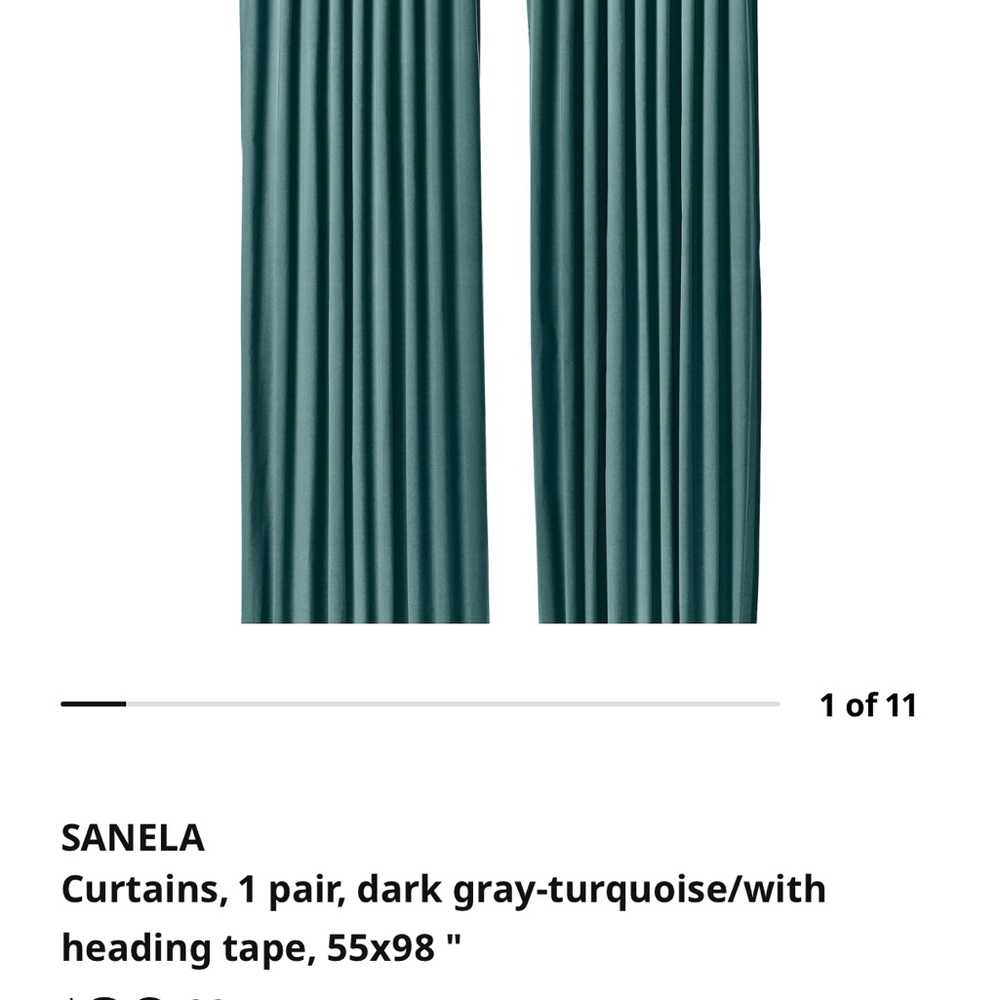 IKEA SANELA Dark Gray-Turquoise Curtains
